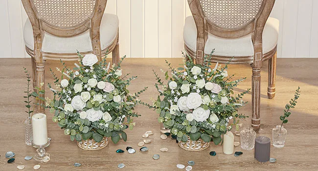20 Stück Künstliche Gemischte Eukalyptusblätter-Stiele, Silberdollar-Blätter für DIY-Blumensträuße, Blumenarrangements, Heimdekoration, Hochzeit – Detail 3