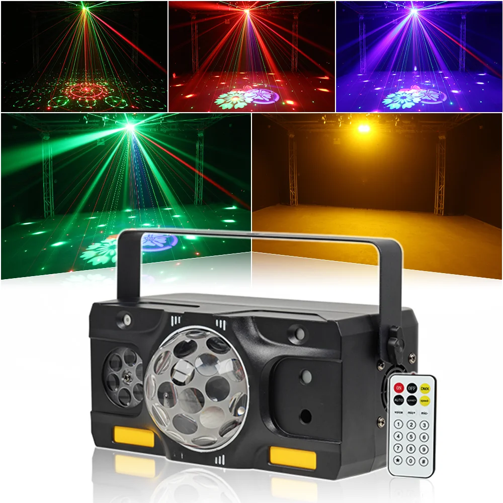 

7-in-1 DJ Lights for Parties Laser Light Disco Ball Gold Strobe RG Laser For Dj Club Dance Gig Lighting Equipment
