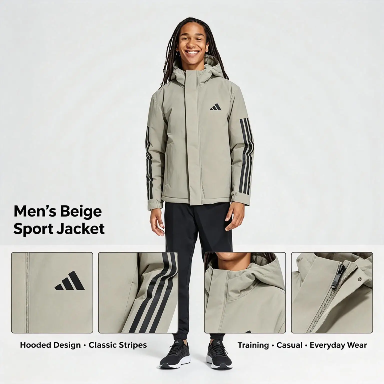 Adidas 3S HOODED INS J JY8305 Autumn New Sports Casual Warm Top Jacket Men's Short Cotton Clothes