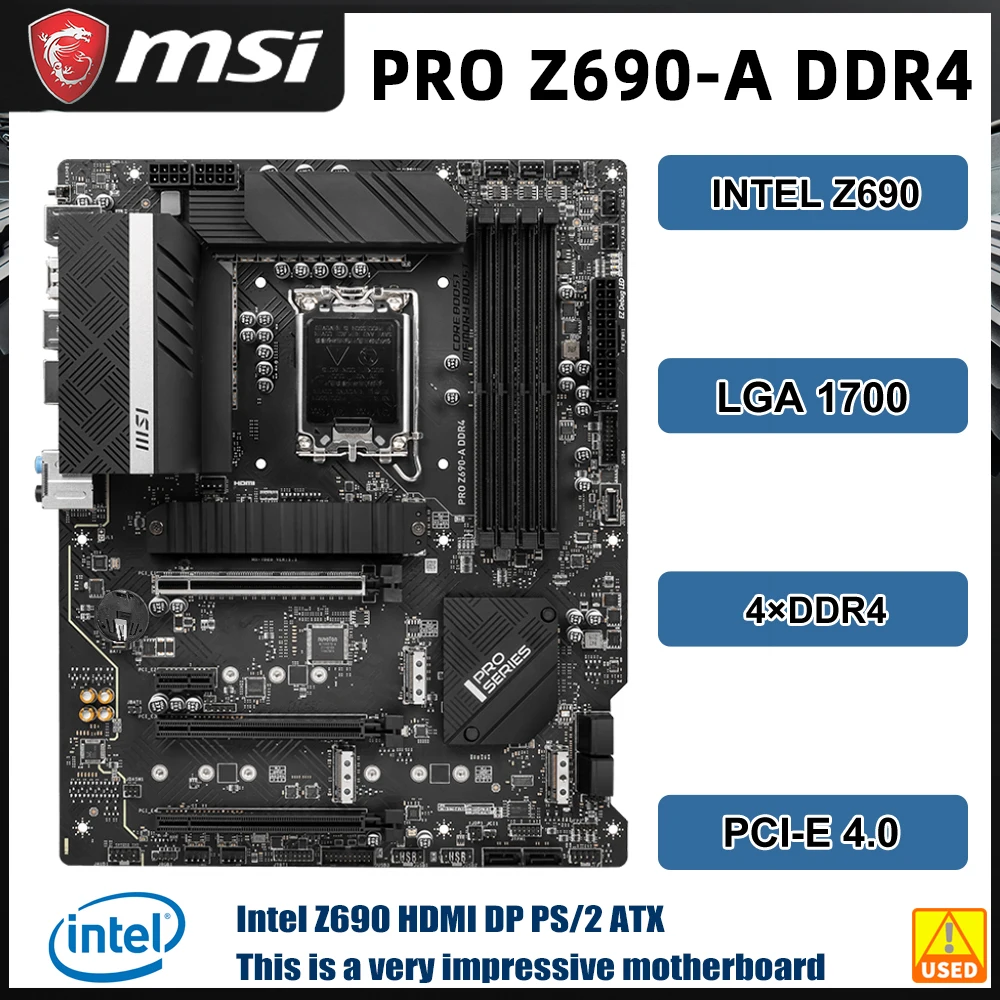 MSI Z690 Motherboard PRO Z690-A DDR4 LGA 1700 128GB support  i9-14900F 14400 13900F 13700K 13400 12400T 12100 cpu 4×M.2 ATX