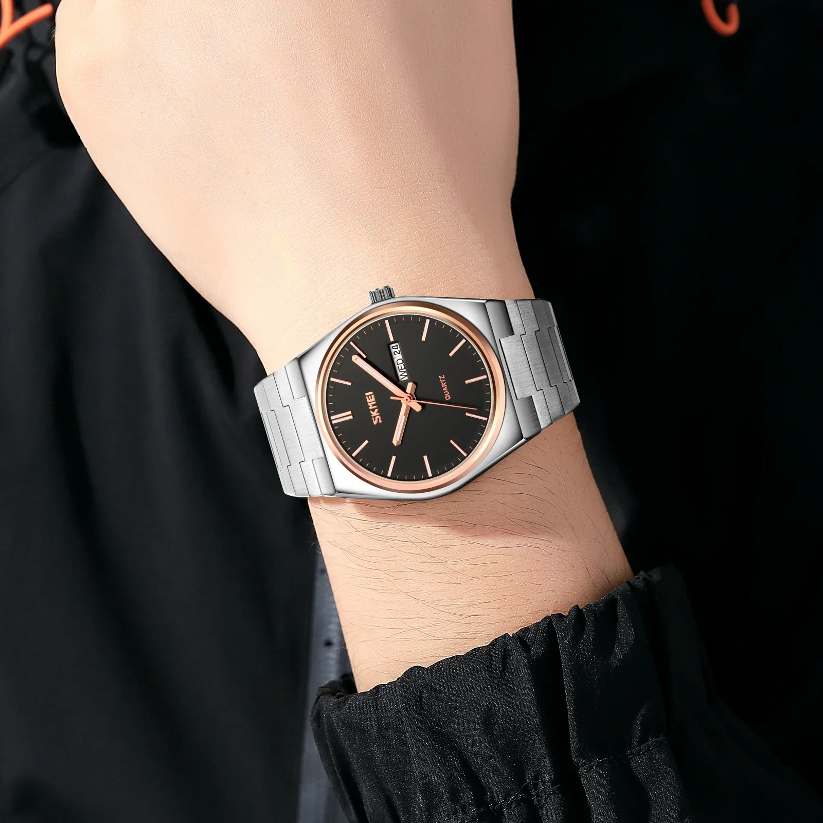 SKMEI 9288 Casual Quartz Watch Mens Clock Male Steel Time Week Date Sport Waterproof Business Wristwatches Men Reloj Hombre