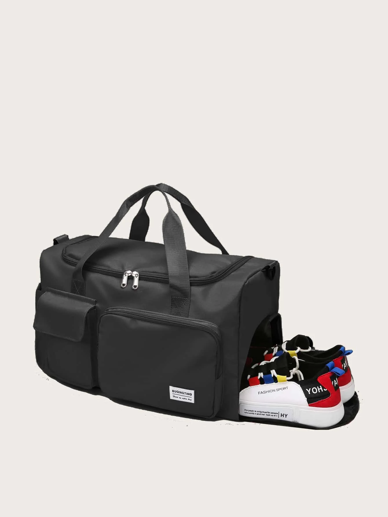 Buqingting 1pc New High-Capacity Multifunctional Multiple Pockets Solid Color Waterproof Fabric Can Be Hung On The Luggage Compartment With Adjustable Shoulder Strap Design And Zippered Back For Women's Luggage Bag Suitable For Vacation Holiday For Travel