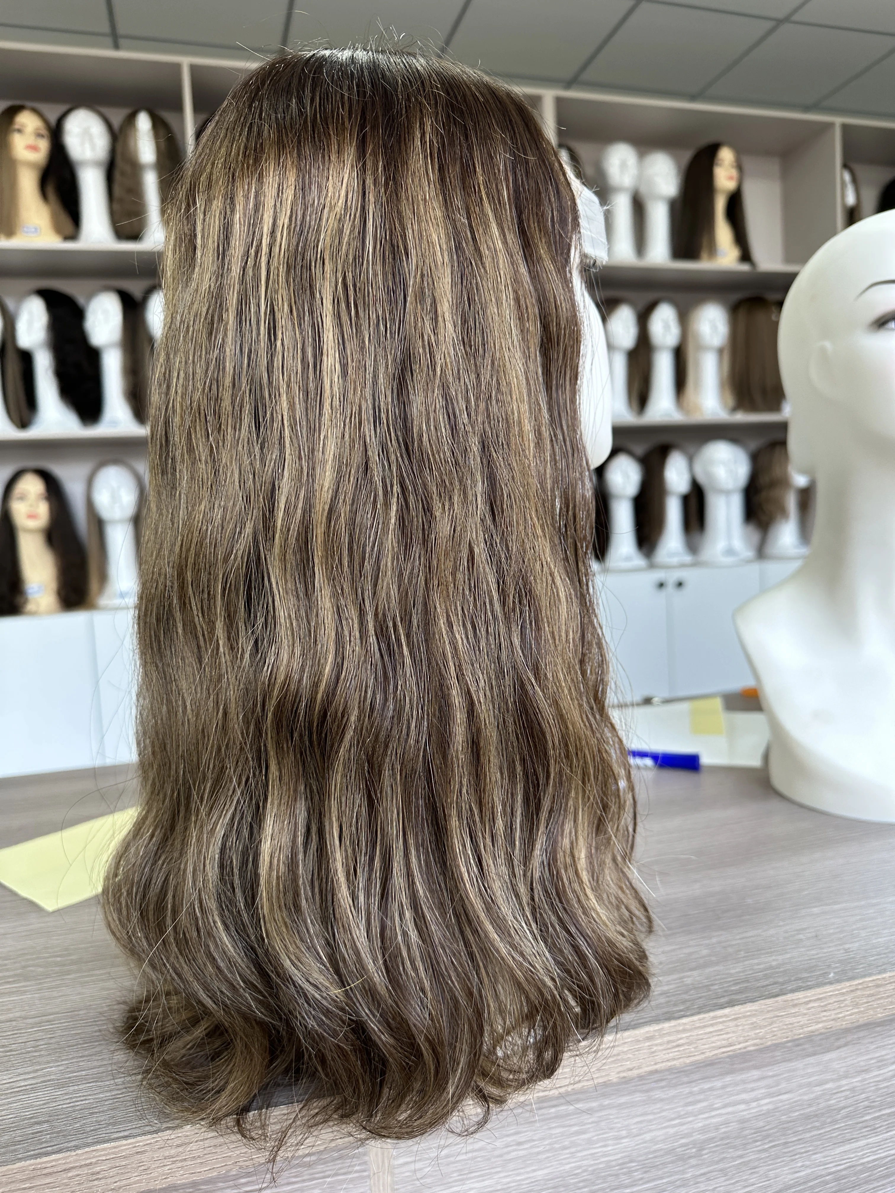 Stock L2 Lace  top wig Kosher Wigs European hair brown color TsingTaowigs Human Hair Jewish Wig Lace Top For Women Free Shipping