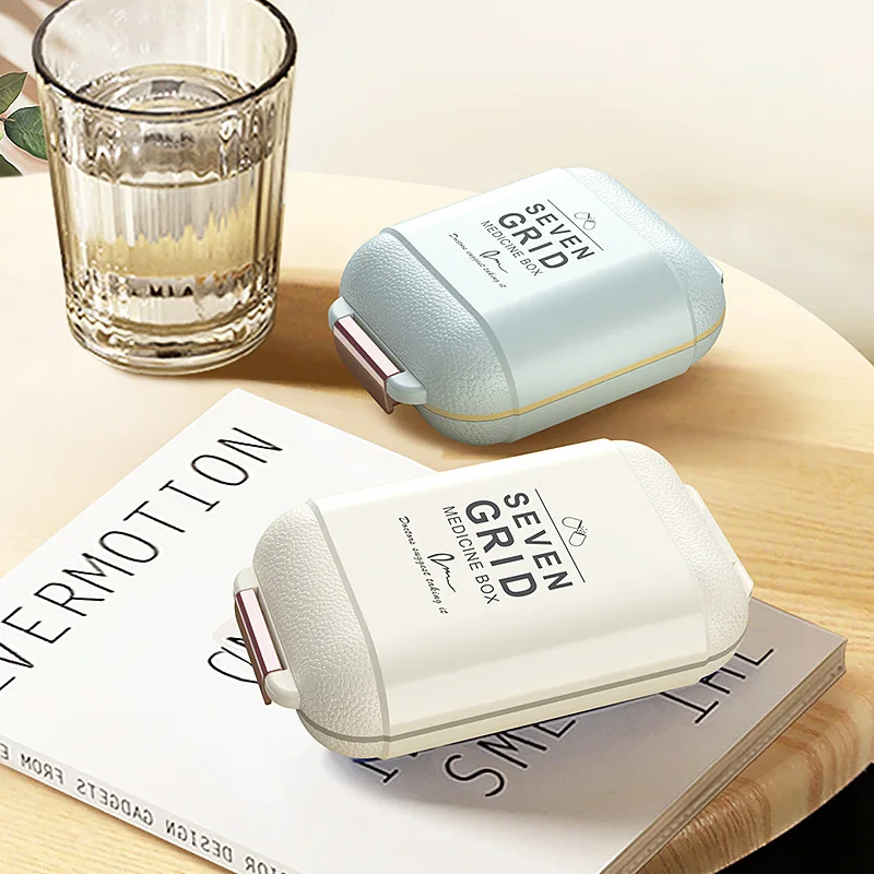 منظم حبوب الدواء المحمول لمدة 7 أيام - علبة حبوب أسبوعية مع مقصورات مانعة للتسرب للفيتامينات والأدوية