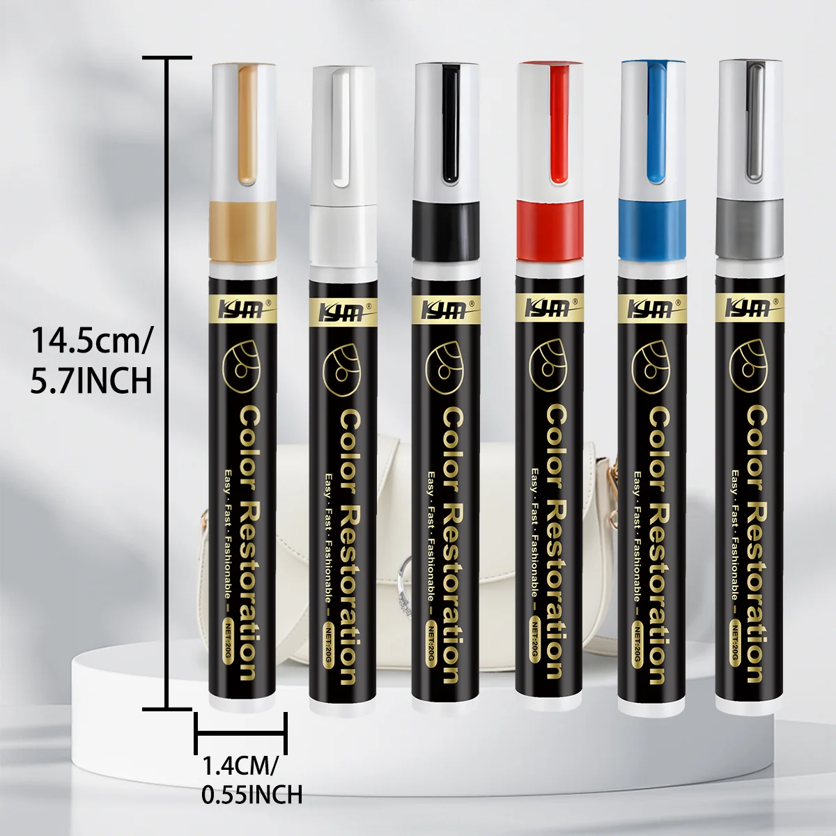 KJM Multi-Surface Touch up Pen 20G Universal Repair Durable for Bag Zippers Metal Shoe Leather Car Paint & Tire Markings