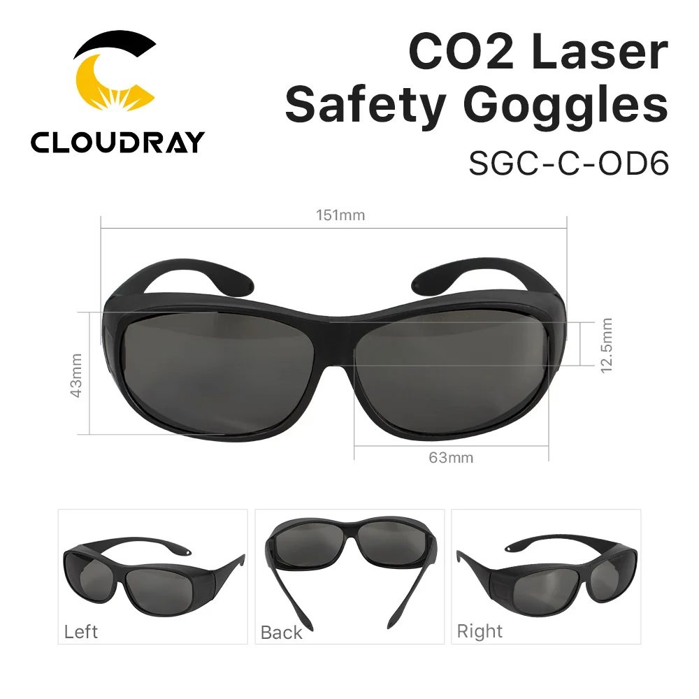 Cloudray 10600nm Style C Laser Safety Goggles OD6+ CE Protective Goggles For CO2 Laser Cutting Engraving Machine