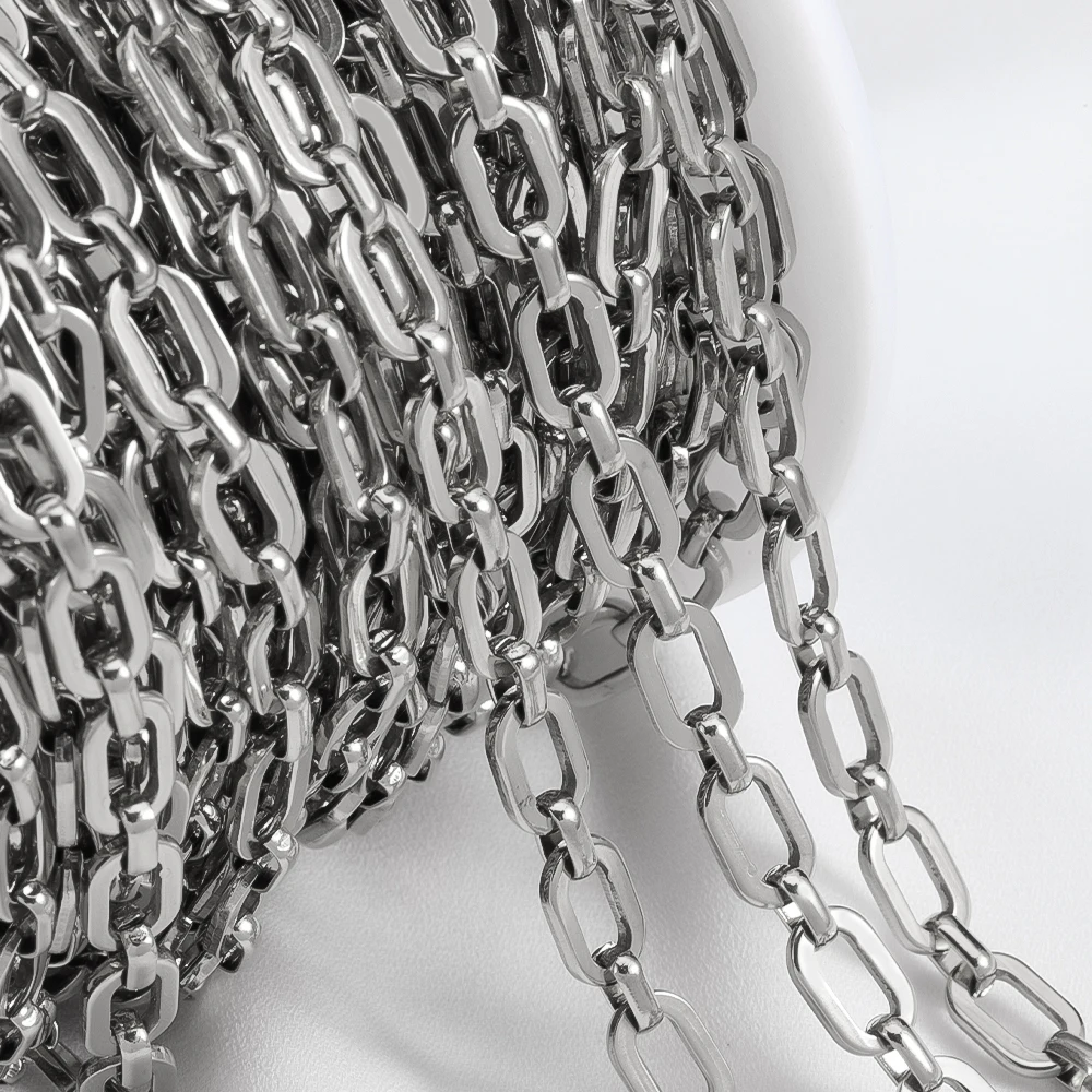 1M Stainless Steel Flat Square Frame Link Chains for DIY Jewelry Making