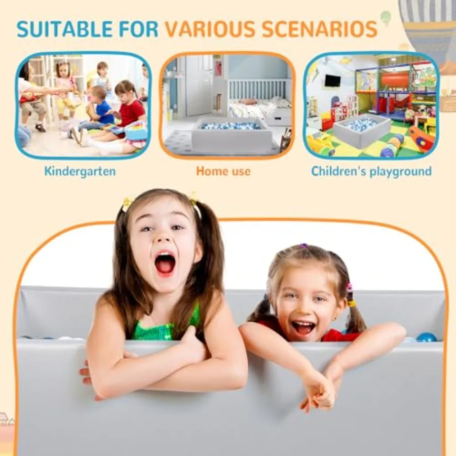 幼児用特厚長方形フォームボールピット 47 x 35 ソフトな屋内外兼用ベビーサークル（ボールなし）軽量で理想的なギフト