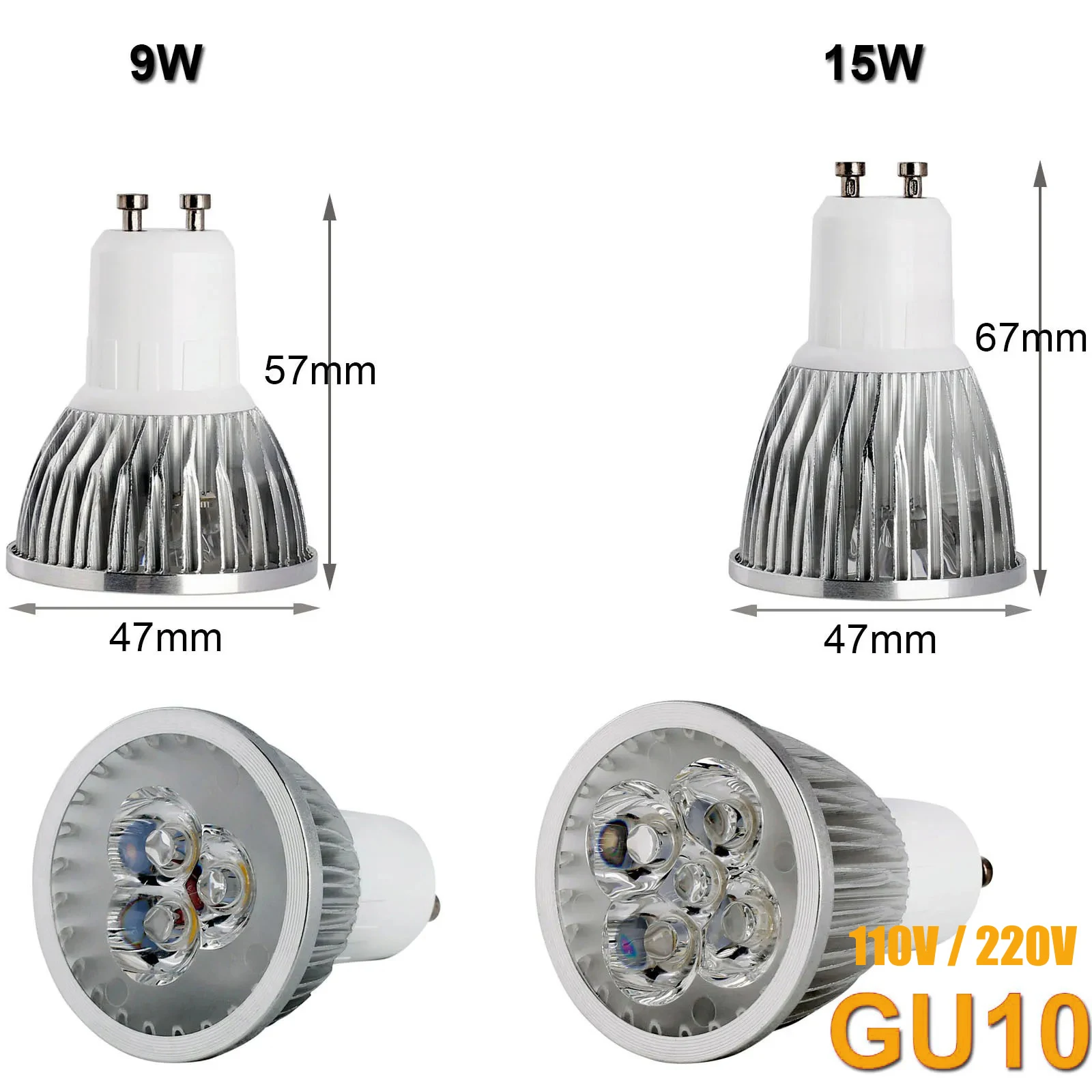 10 X Ledバルブスポットライト9 W 15 W Gu 10 MR 16 3200 k装飾ランプE 27超点灯冷/暖/中性白色応急点