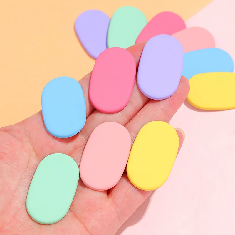 20pcs/lot Candy Color Oval Base Holder Patch 4CM Resin Patches for DIY Jewelry Hairpin Hairclips Headwear Handmade Materials