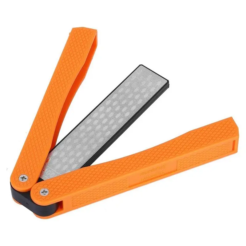 ABZT Double Sided Sharpener, Handheld Fine Coarse Diafold Blades Sharpening Stone 400/600 Grit Orange