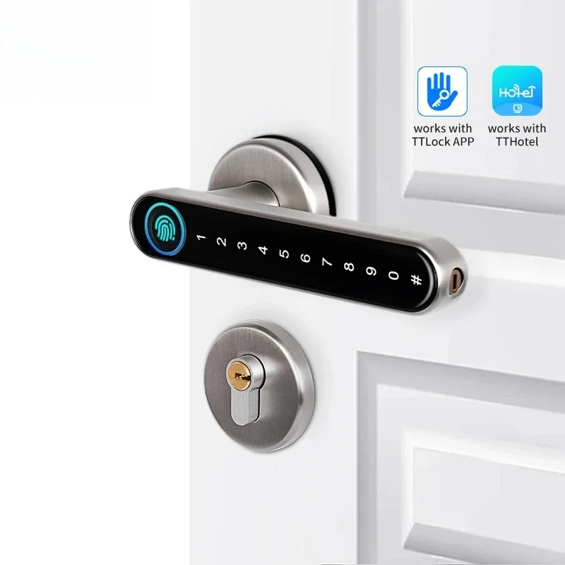 Electronic Biometric Security Hotel Furniture Gate Safety Digital Electric Fingerprint Sliding Door Handle Smart Locks
