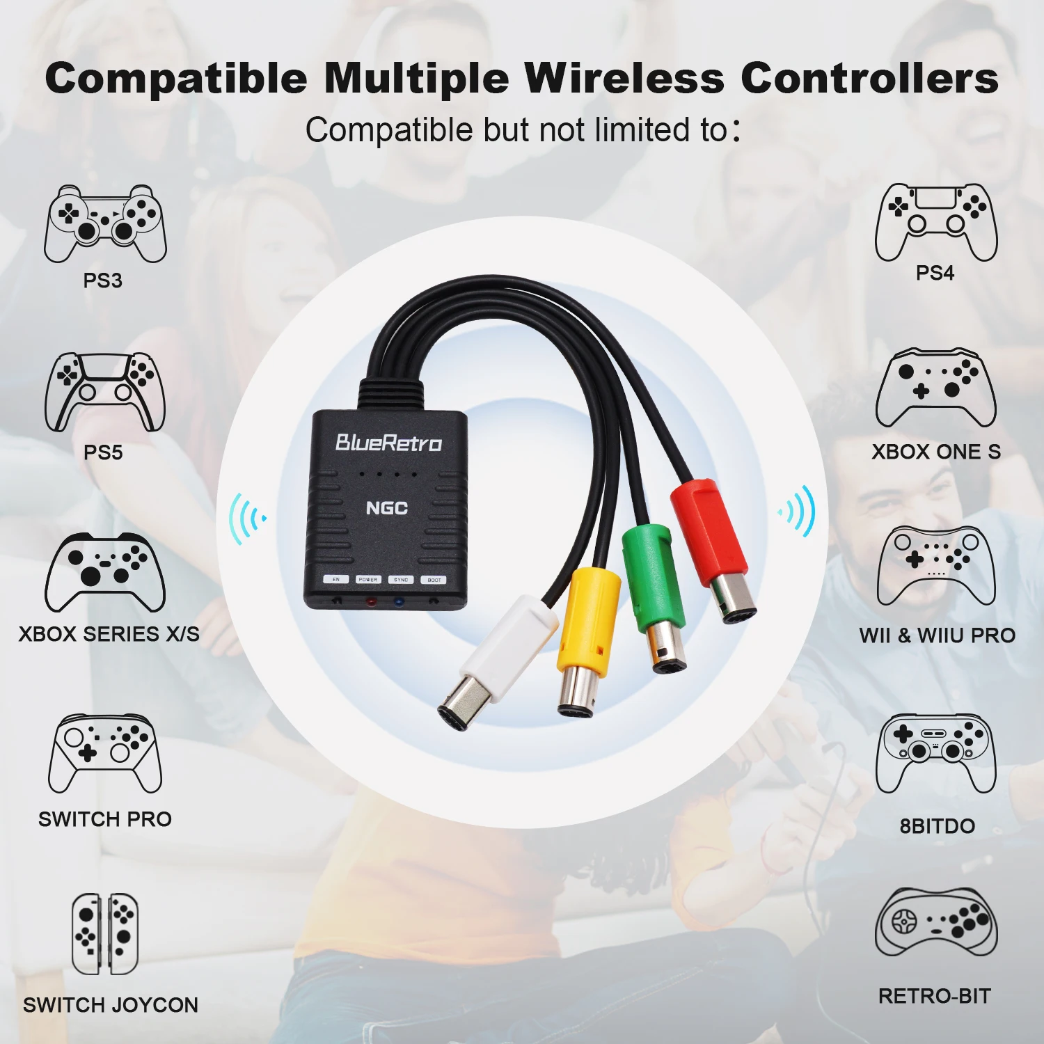 Adapter do bezprzewodowego kontrolery gier BlueRetro dla konsoli Nintendo GameCube dla PS3/PS4 PS5/8bitdo/Switch Pro Joystick