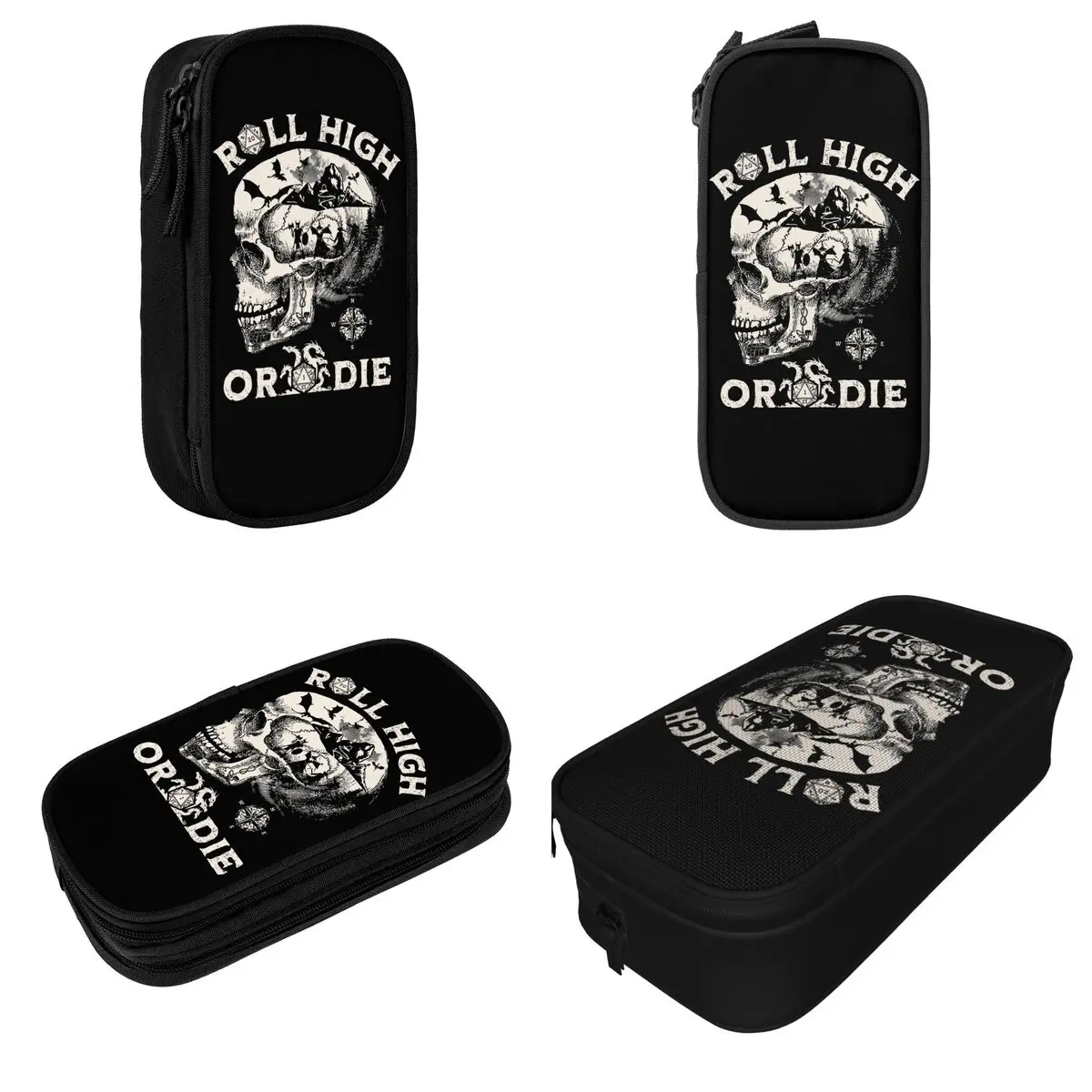 Roll High Or Die Pencil Cases New Dungeon Dragon Pen Box Bags Girls Boys Big Capacity School Supplies Zipper Pencilcases