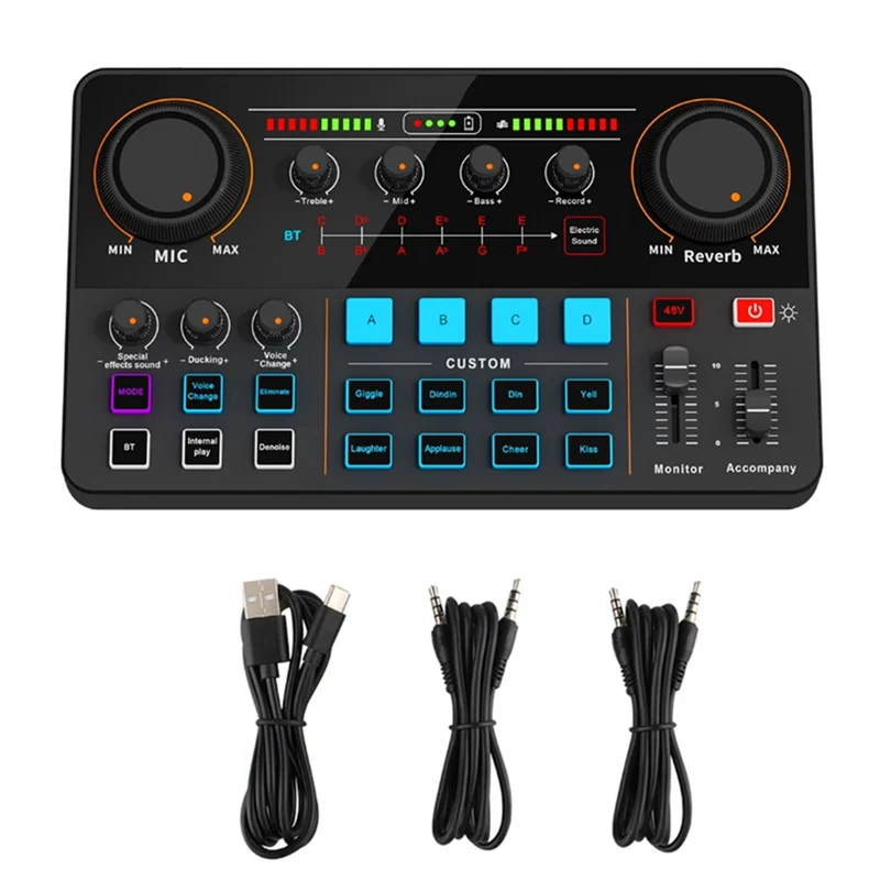 APPLIA-Nieuwe H500 Geluidskaart Live-uitzending 12 Elektronische Tone Geluidskaart Audio Soundcar Voice Changer Voor Mobiele Telefoon Computer