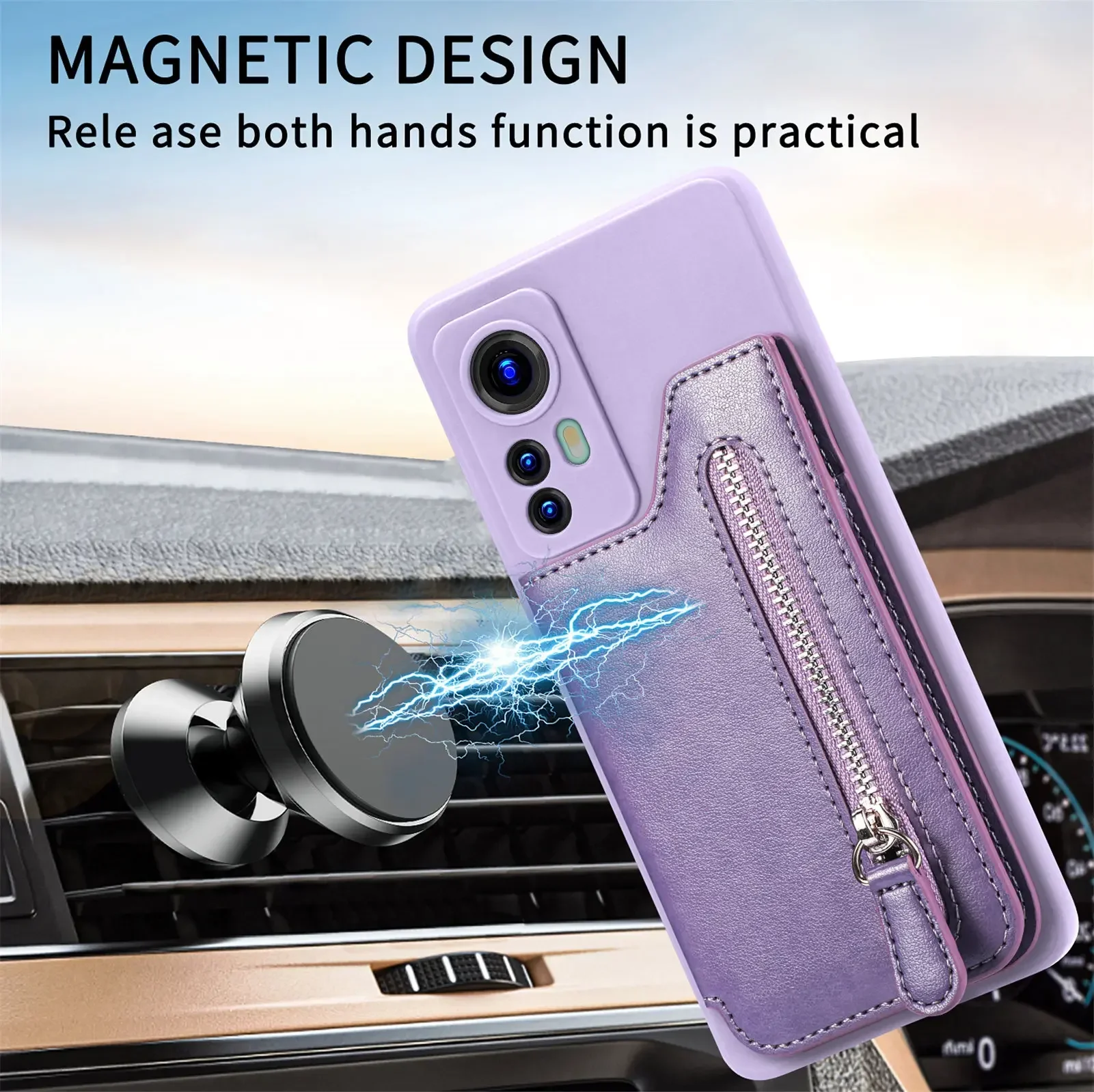 Zipper Wallet Cards Holder Leather Case For Redmi Note 13 12 Pro Plus 11 POCO X6 5G 13C 13T 12T 11S 10C Magnetic Stand Cover