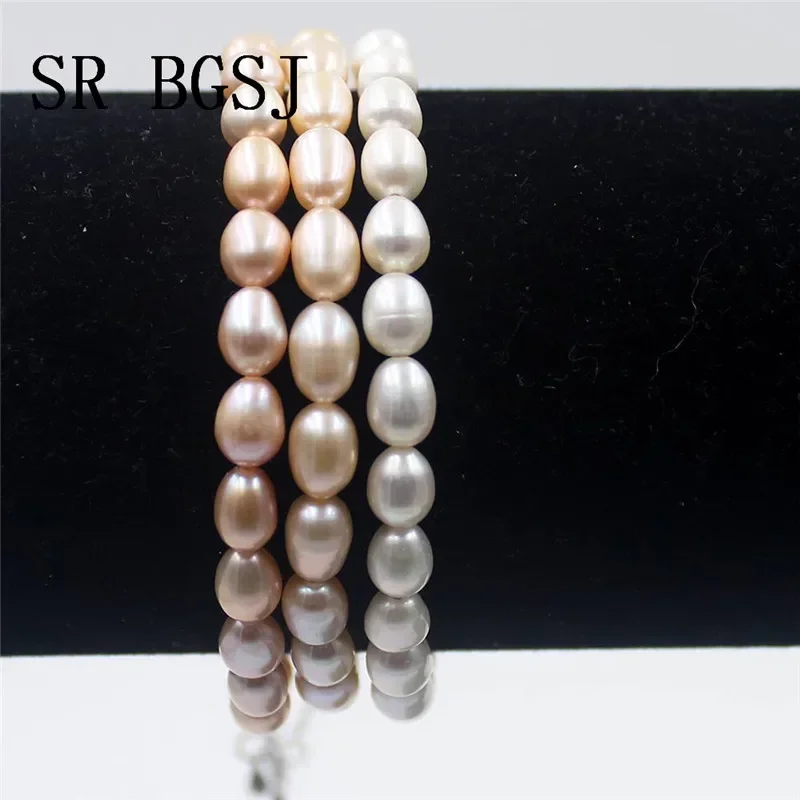 Women Jewelry Natural Rice Freshwater Pearl Knot Necklace Braclet Earrings Pearl Set