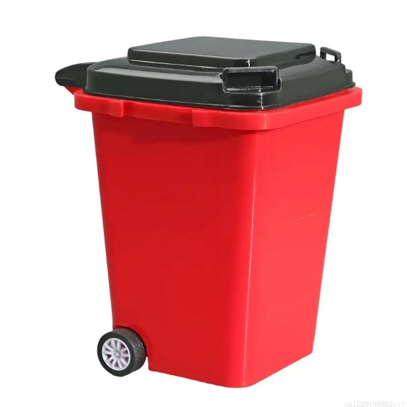 D5BB Rolling Desk Cup with Flipping Lid, Plastic Organiser Caddy for Markers, Scissors and Study Table or Office Desk Tasks