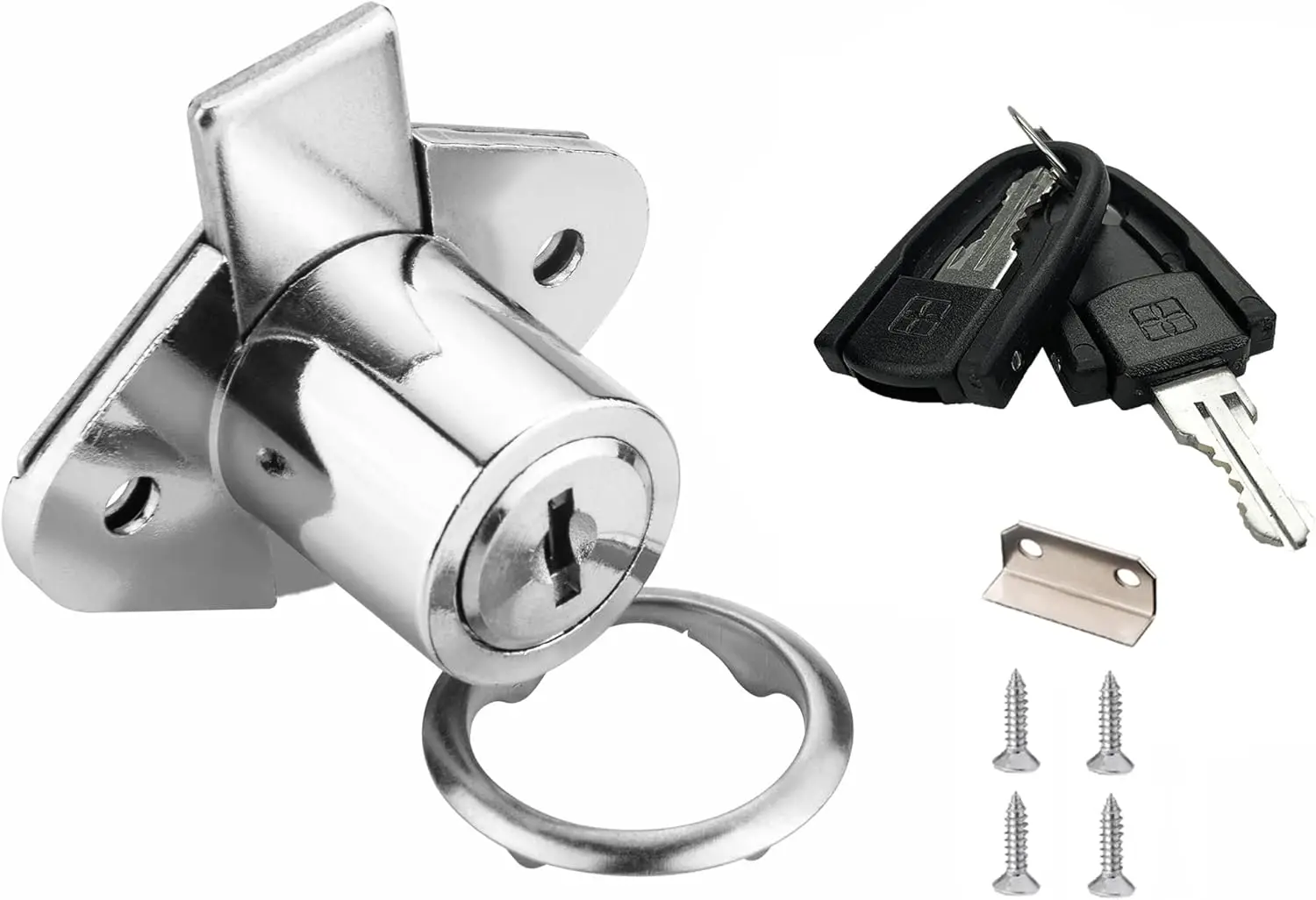 

Cabinet Drawer Lock with Keys, 7/8 in. Cylinder, Chrome, 1 Pack