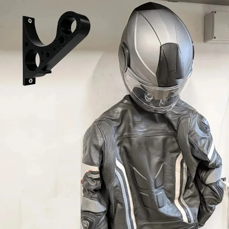 Wall Mounted Motorcycle Helmet Holder Hook, Full Face Helmet Garage Storage Anti-Scratch Rack, Multi-Purpose Key Display Bracket