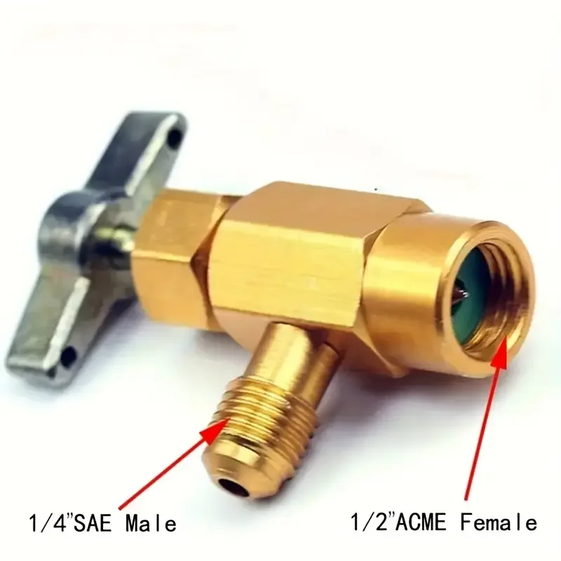 R134A Self-Sealing Bottle Opener Adapter Tap With R134A Adapter 1/4 Inch Refrigerant Can Bottle Tap Opener Refrigerant