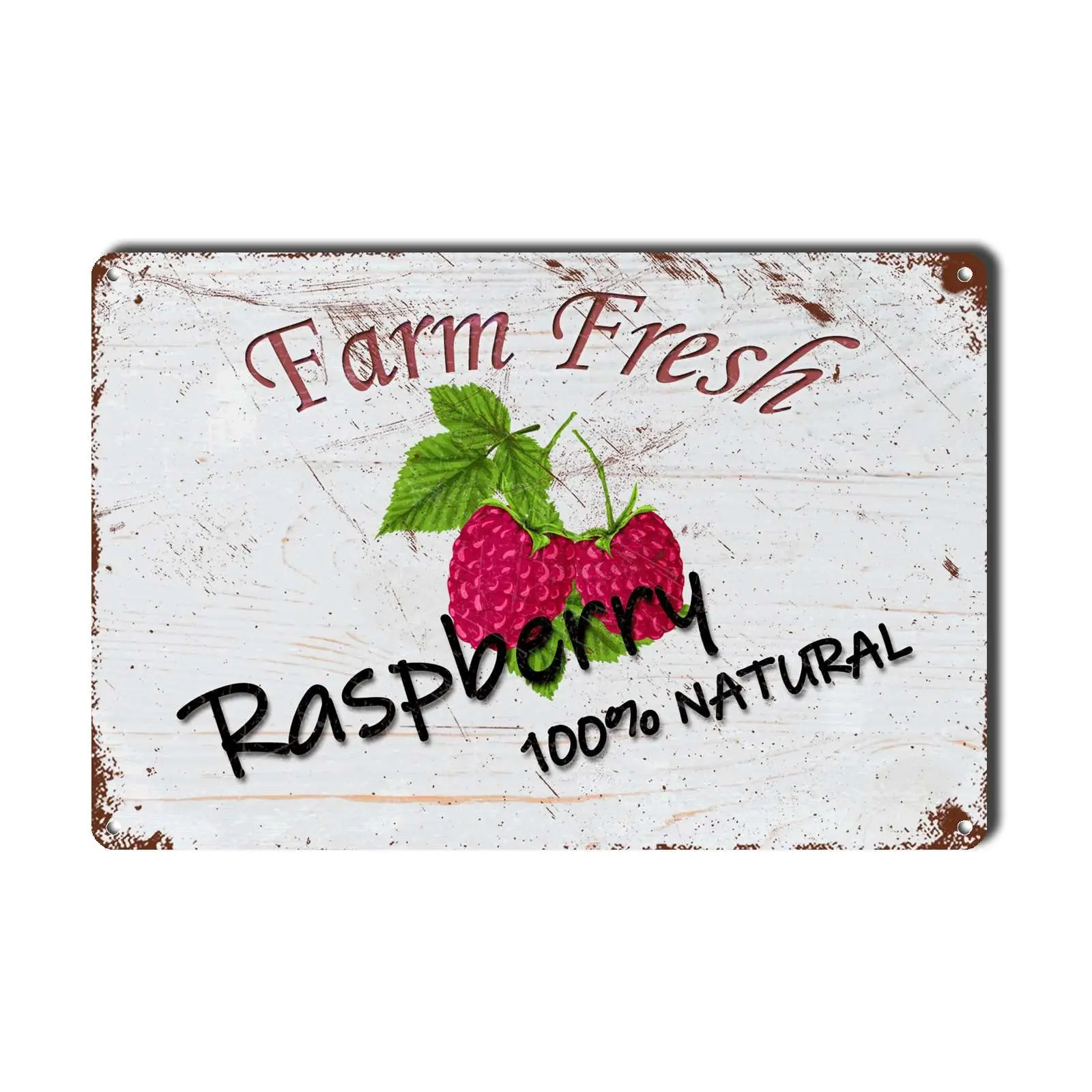 Lygond Metal Sign Tin Sign Vintage Wall Art Natural Raspberry Farm Fresh Organic Food Furit Greenhouse Decor For Garage 8×12 Inc