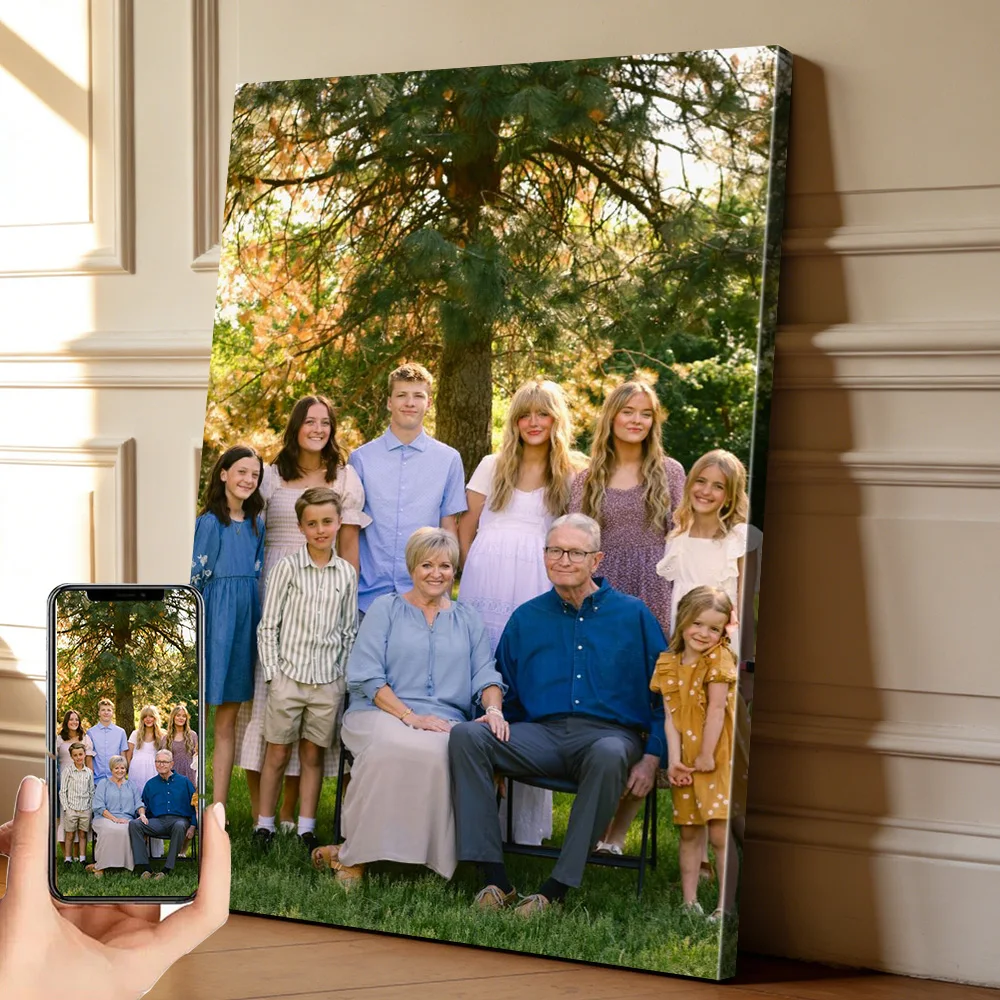 1 Pc Customized Photo Canvas with DIY Wood Frame Or Frameless Poster Personalized Gift for Lovers Customizable Home Decor