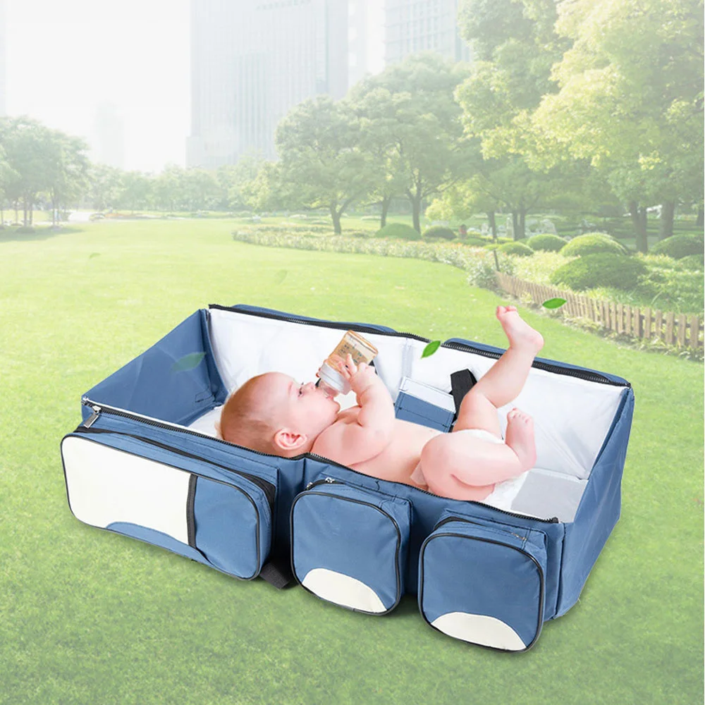 Multi-function Portable Travel Bed for Newborn Baby Crib Bed Mummy Nappy Bag Folding Safety Outdoors Baby Carry Cot Handbag