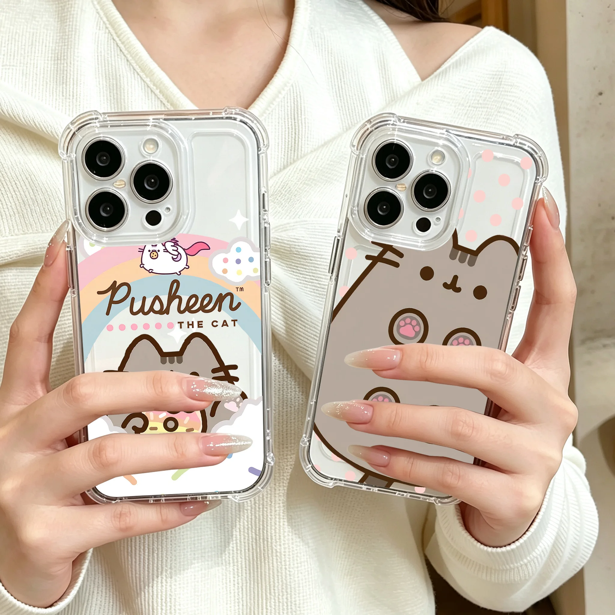P-Pusheens Cat Phone Case For Samsung Galaxy S26 S25 S24 S23 S22 S21 S20 Edge FE Ultra Plus 4G 5G Anti Fall Clear TPU Cover