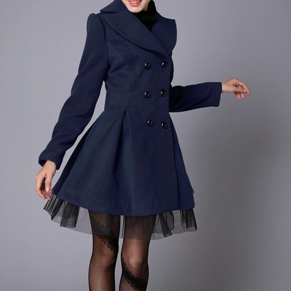 

Осень-зима 2024, женские пальто, элегантные однотонные двубортные пальто с длинными рукавами и лацканами, на талии, вечерние пальто