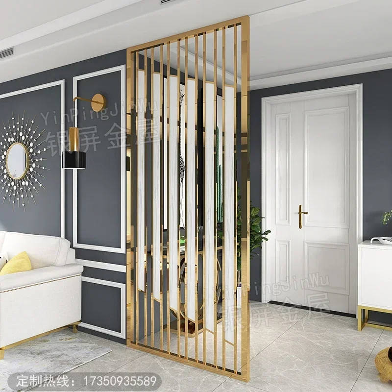 Customized Light Luxury Stainless Steel Screen, Living Room, Dining Room, Modern and Simple Entrance Entrance, Barrier Wall,