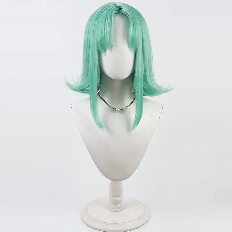 Amistad Balandin Cosplay Wig Compass Green Short Heat Resistant Synthetic Hair Halloween Party Role Play Carnival + Wig Cap