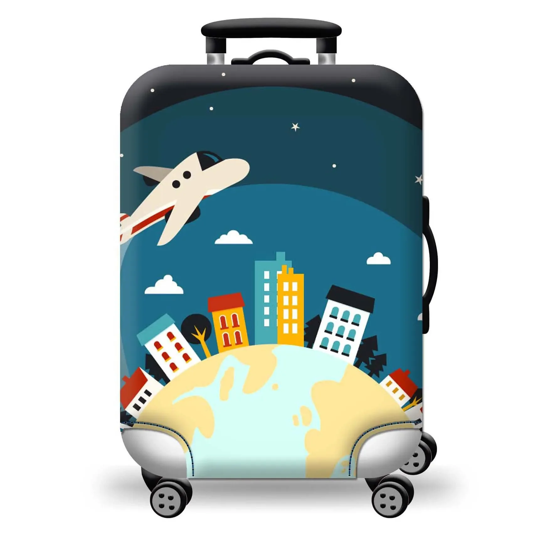 

Elastic Luggage Cover Protective Washable Dustproof Anti-Wear Suitcase Protector Reliable Fits 18-32 Inch Luggage