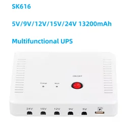 SK616 Mini Portable UPS with 5V/9V/12V/15V/24V DC Interface & USB Port Max 24W 2A Current Output & 13200mAh Lithium Battery
