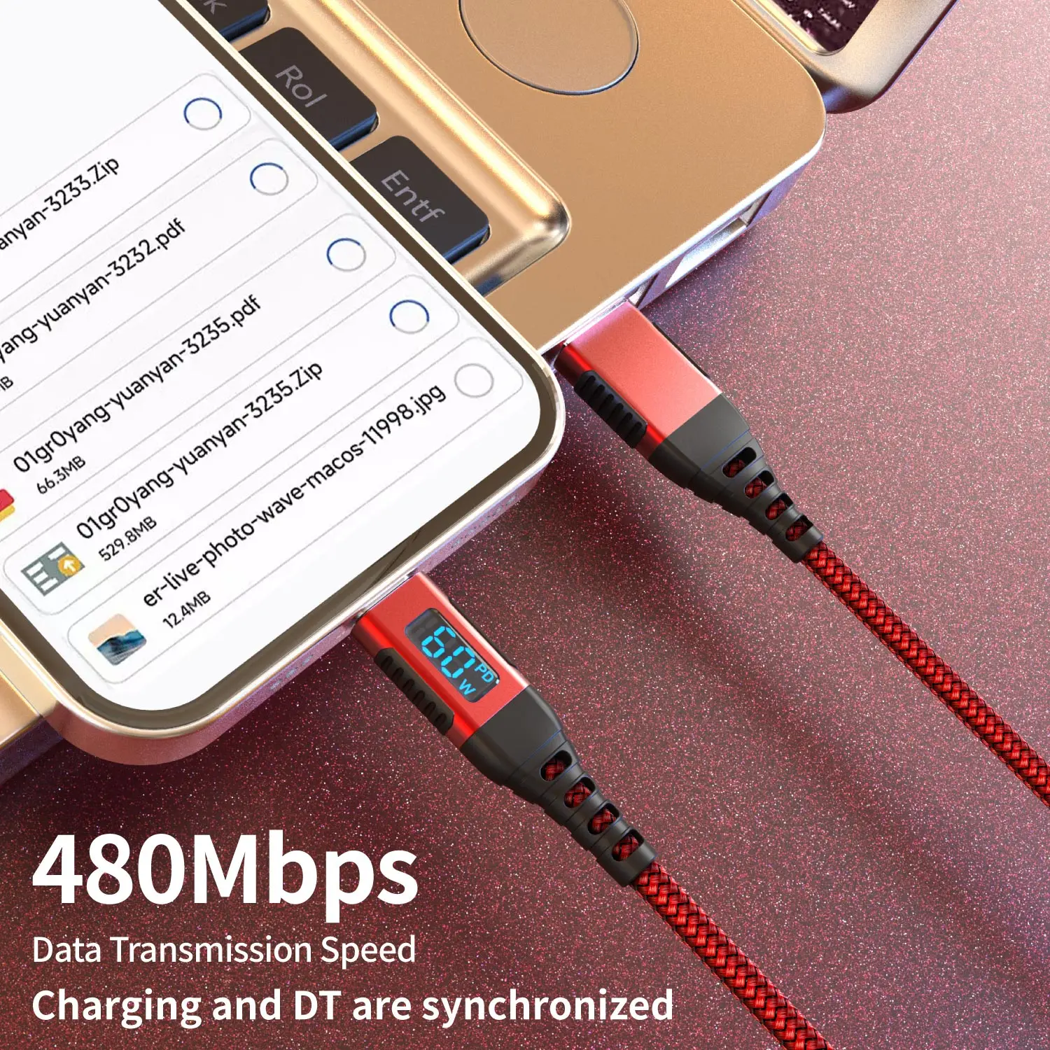 60W USB-A TO Type-C Fast Charging Cable for iPhone 17/16/15 Pro Max iPad Pro Galaxy S24/S23 Switch MacBook Air