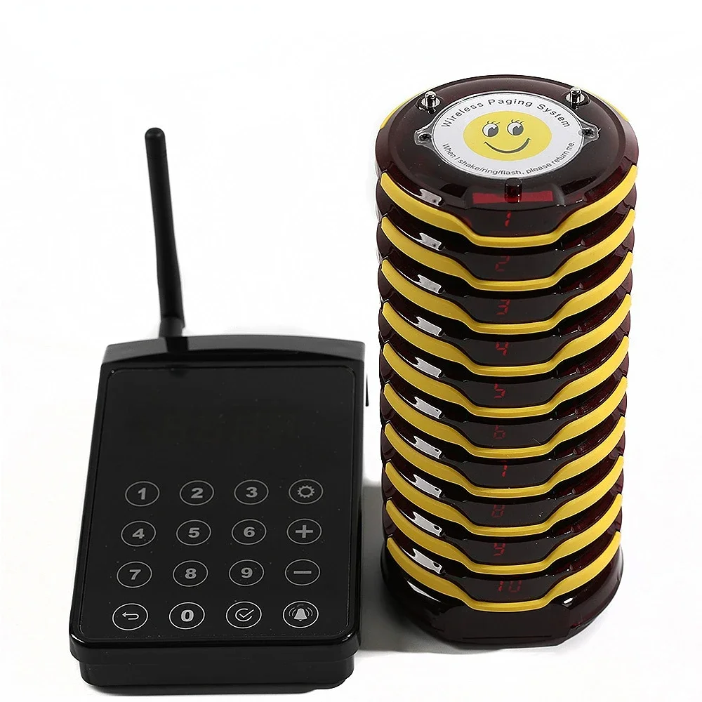 

WirelessLinkx Free Logo Printing Wireless Customer Calling System Restaurant Pager for Restaurant Nursing Home Cafe Hospital