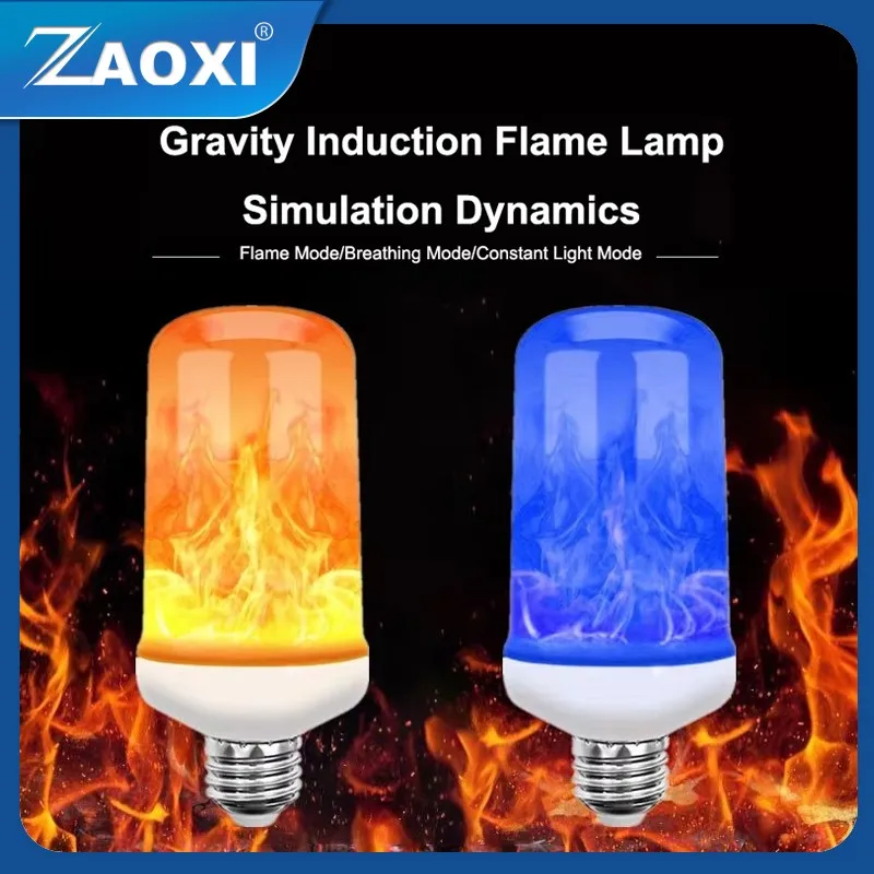 

ZAOXI E26 E27 B22 Four Speed With Gravity Sensing LED Flame Bulb Simulate Dynamic Flames 85-265V Christmas Decorative Lights