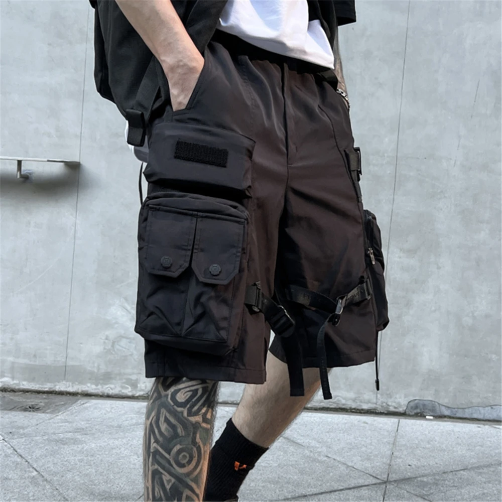 2023 Summer Tactical Cargo Shorts Men Fashion Functional Multi Pockets Shorts Techwear Hip Hop Streetwear Knee Length Pants