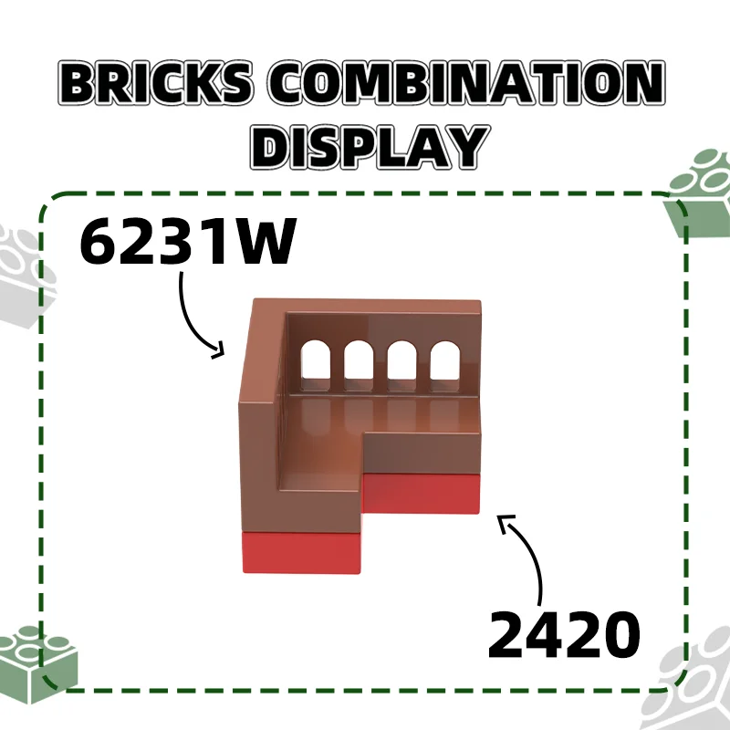 Wange 135Pcs/Lot 6231W Angle Railing Building Blocks Moc City Accessories Compatible With Assembles Bricks Children Toys Gift