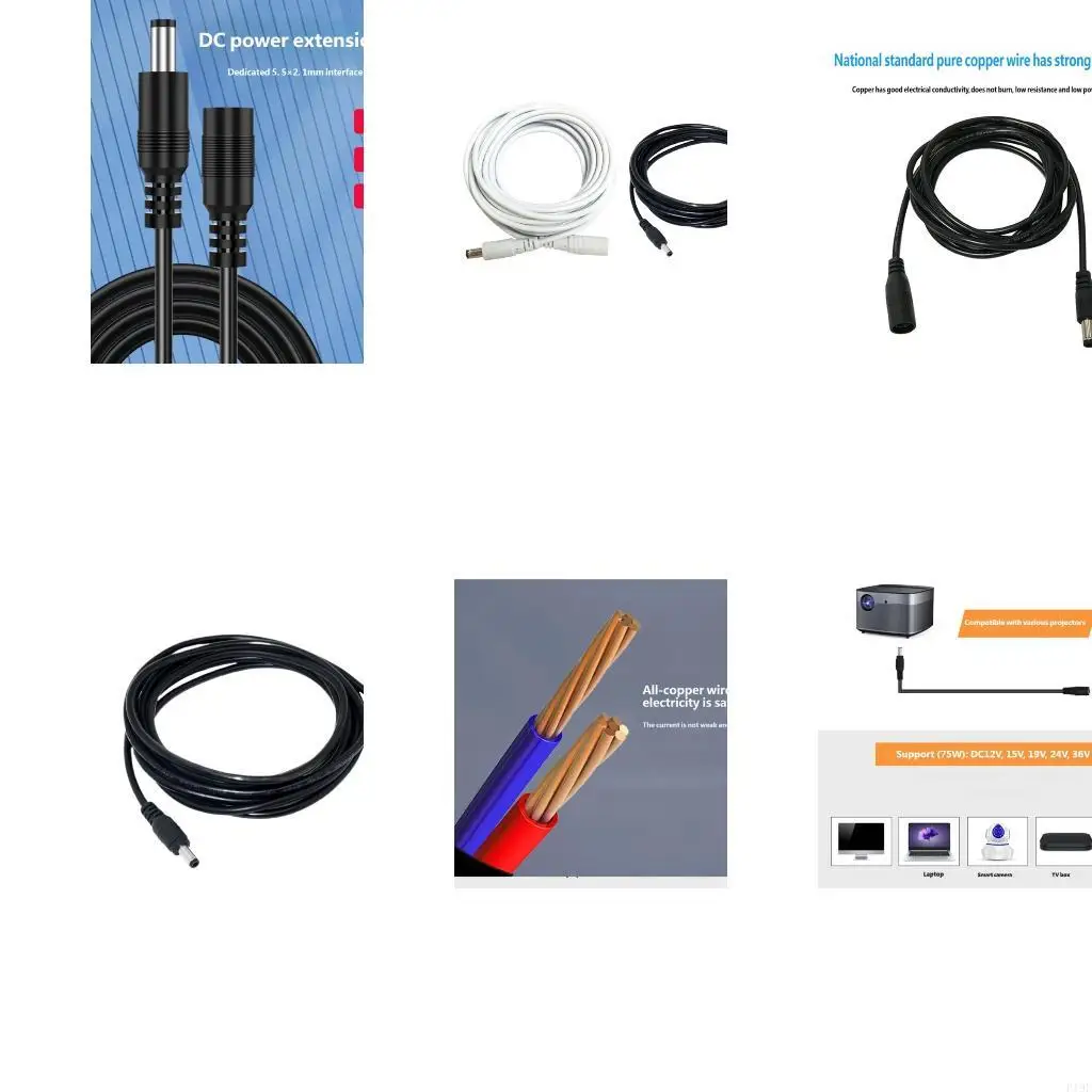 DC5.5 x 2.1 mm Power Extension Cable, Male to Female 12V-36V 75W Adapter Line for Router Camera Routing Daily F19E