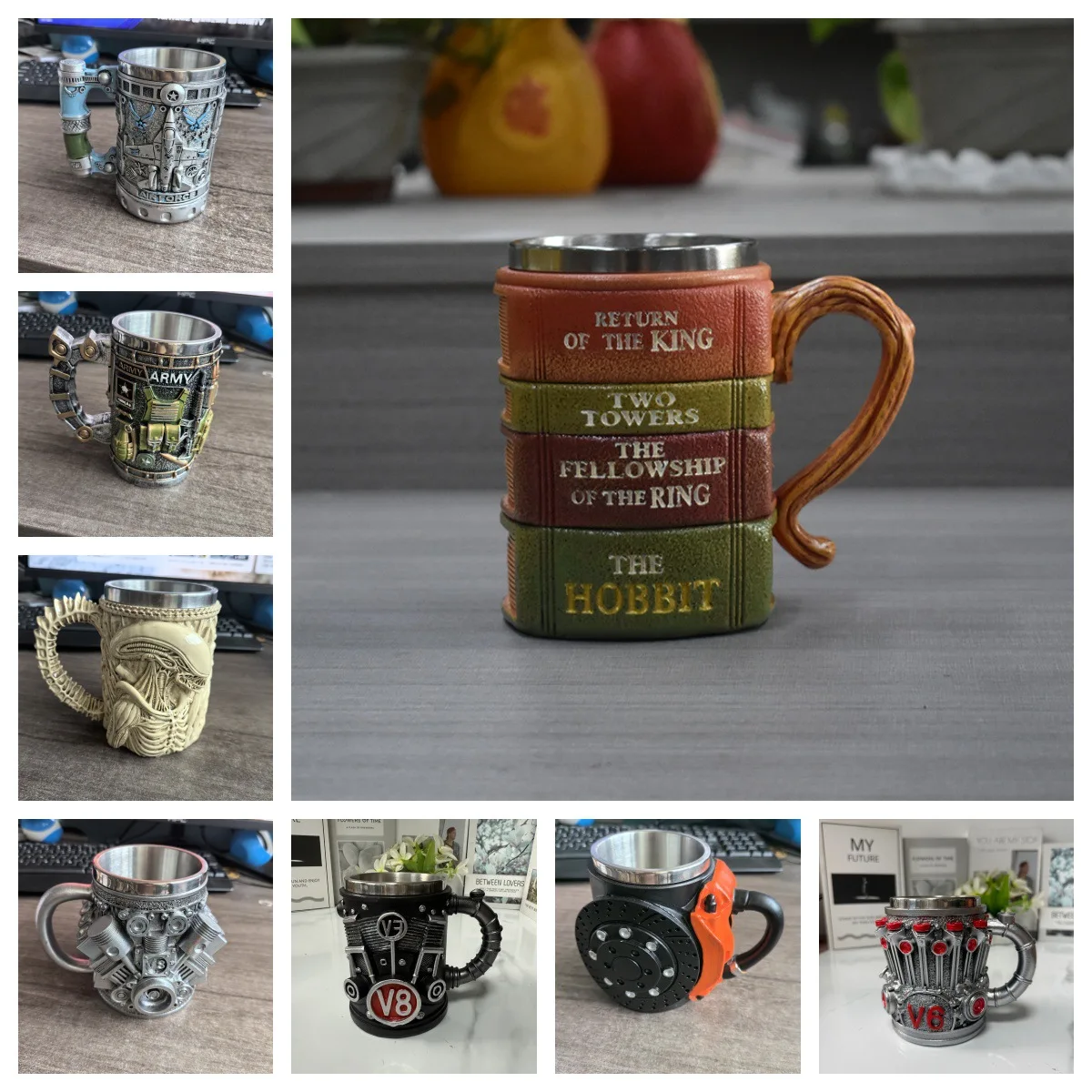 

Engine Aircraft Hole Stainless Steel Resin Mug Eagle Boat Brake Disc Design Home Party Milk Coffee Cup Strange Drinking Utensils