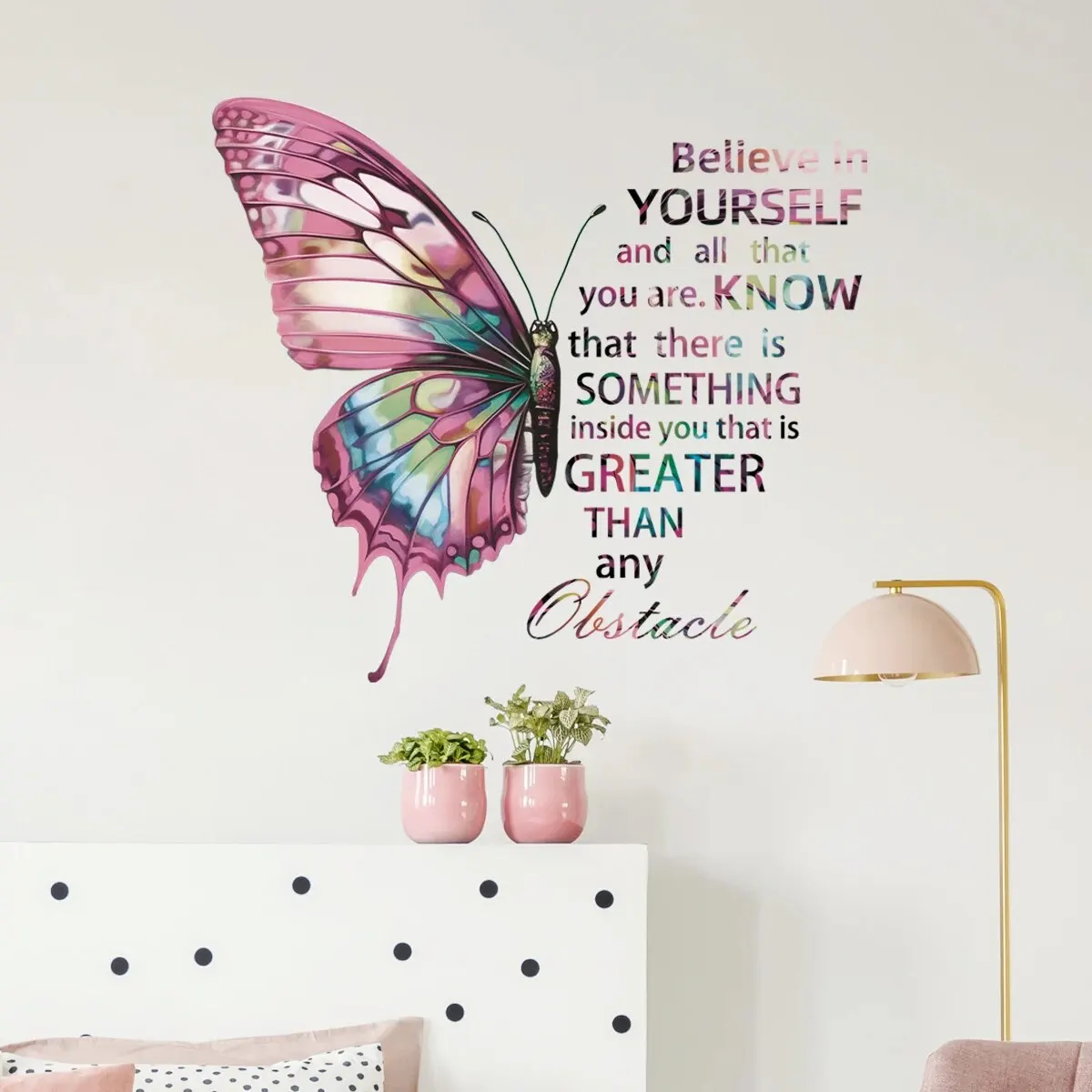 1Pc Colorful Beautiful Text Butterflies Wall Stickers Girls Room Decoration for Bedroom Wall Art Sweet Home Decor Living Room