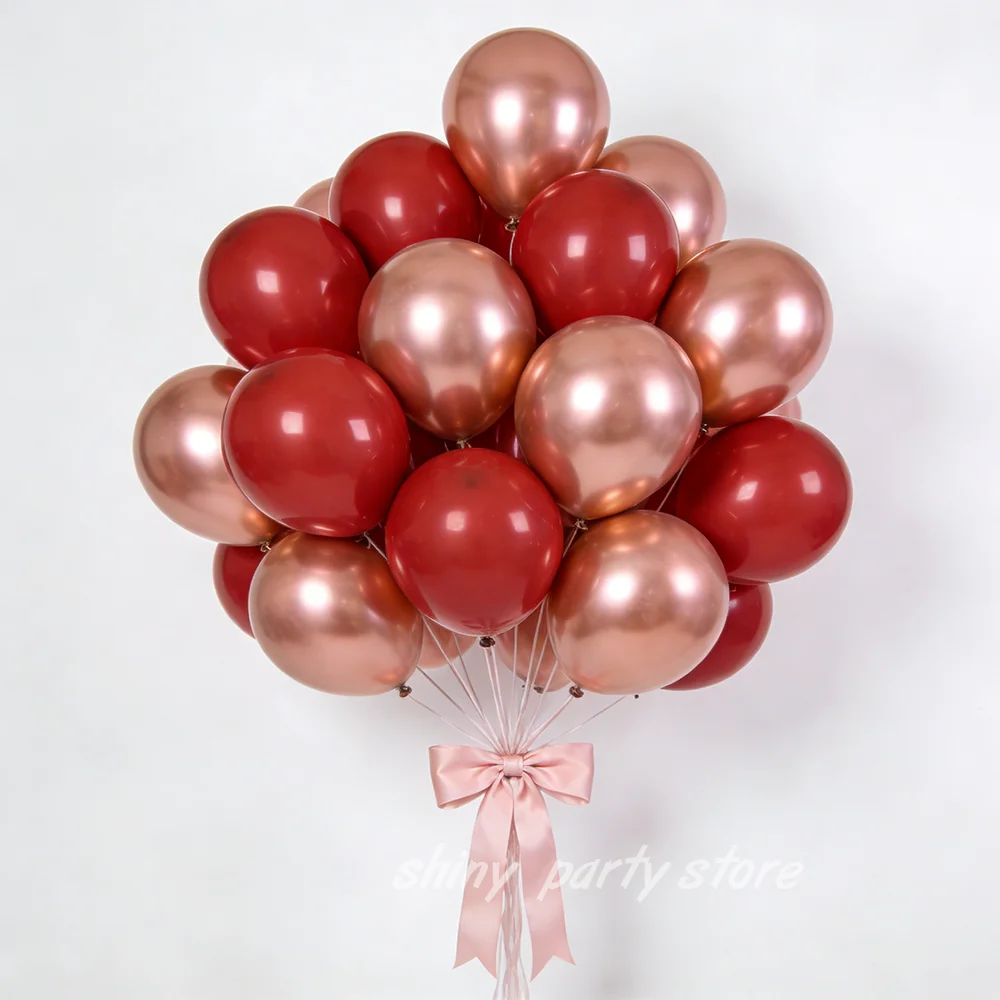 

10inch 12inch 50Pcs Latex Balloon Rose Gold Pomegranate Red Balloon Wedding Happy Birthday Metallic Chrome Balloon Decoration