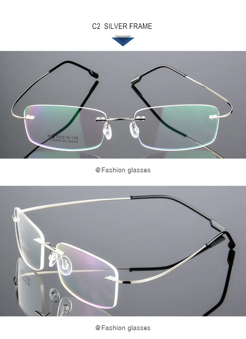 Randlose Kurzsichtigkeitsbrille Rezept -0,5 bis -8,0 Männer Frauen Titanlegierung Framless Kurzsichtige Brille Index 1,61 1,67 F082 – Detail 13