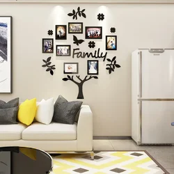 Wall Stickers 3D Acrylic Family Photo Frame for Baby Living Room Decor Tree Shape Mirror Wallpapers Decals Art Home Accessories