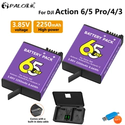 2250mAh For DJI Osmo Action 6 Action 5 Pro Battery And Charger For DJI Osmo Action 5 Pro/4/3 Osmo 360 Sports Camera Accessories