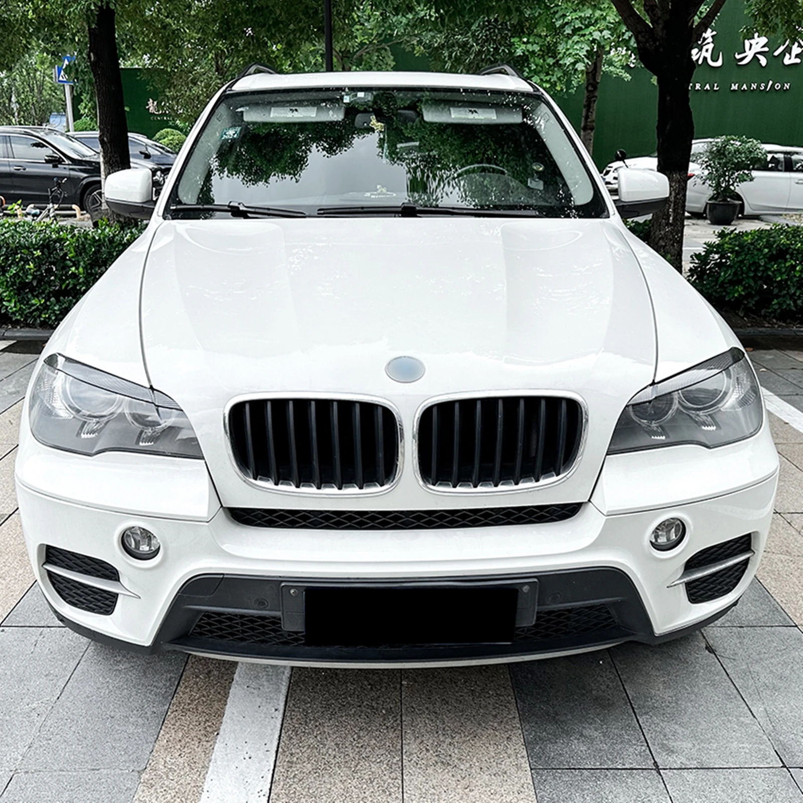 Headlight Eyebrow Trim For BMW X5 E70 2008-2013 Carbon Fiber Look/Gloss Black Front Head Light Lamp Cover Brow Headlamp Eyelid