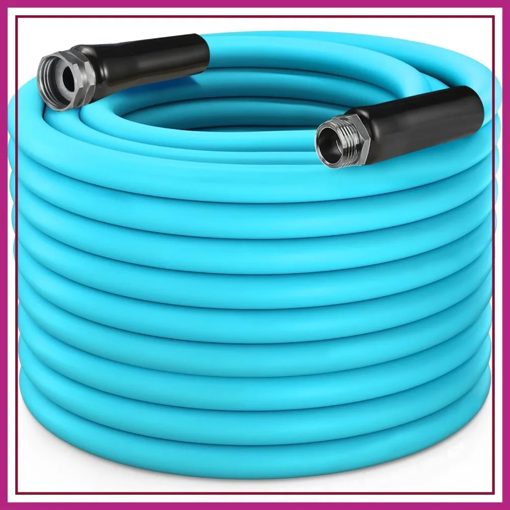 

200ft x 5/8in Heavy Duty Garden Hose, Burst 600 psi, Kink-less Hybrid Rubber, 3/4'' Solid Metal Fittings