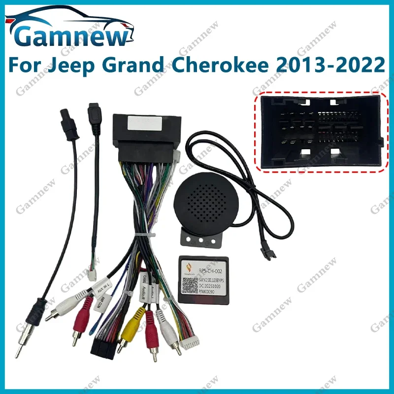 Car 16pin Wiring Harness Adapter Canbus Box Decoder Android Power Cable For Jeep Grand Cherokee 2013-2022