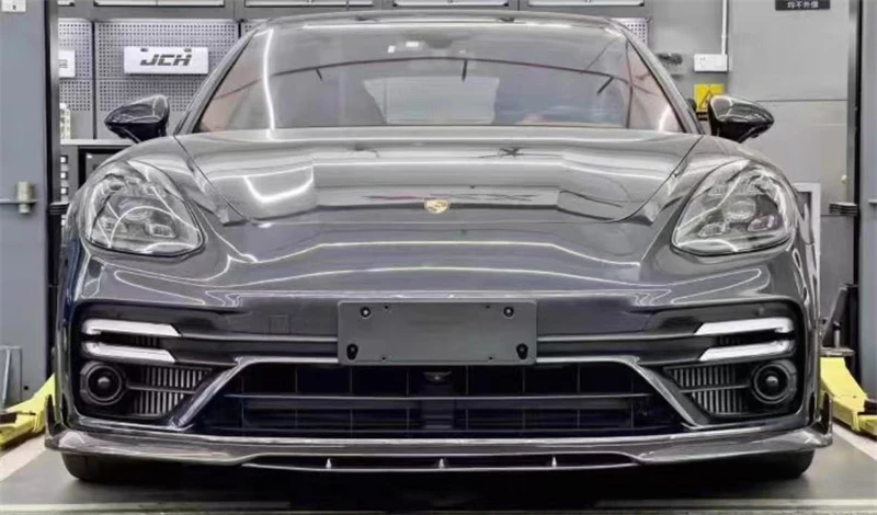 Untuk Porsche Panamera Turbo 2017 2018 2019 2020 2021 2022 2023 ReaI Kit Spoiler Bibir Bumper Depan Serat Karbon
